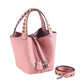 New style ribbon woven first-layer cowhide with palm print genuine leather vegetable basket bag bucket shoulder crossbody handbag