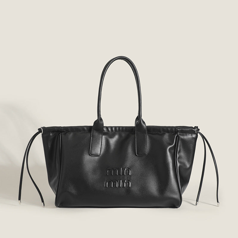 Fashion large-capacity commuter handbag 2023 new women's bag simple solid color soft side tote bag women's shoulder bag