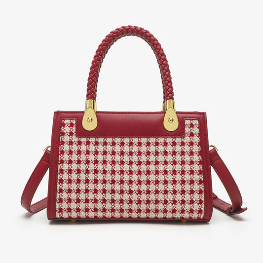 Bride Wedding Houndstooth Red Handbag for Women 2023 New Large Capacity Commuting Shoulder Crossbody Wedding Bag