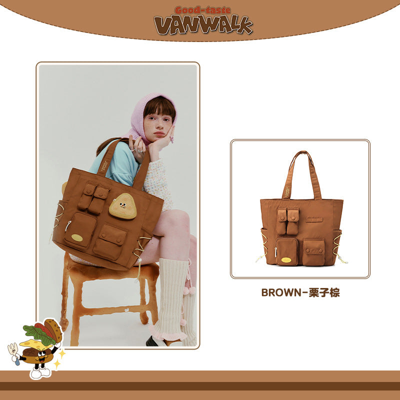 VANWALK bakery homemade Japanese girl food illustration tote bag large capacity cute student shoulder bag