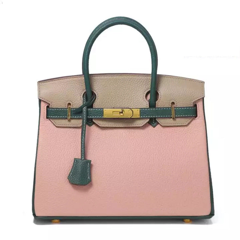 2021 spring new trendy genuine leather handbag first-layer cowhide capacity one-shoulder cross-body hand carry platinum Kelly bag