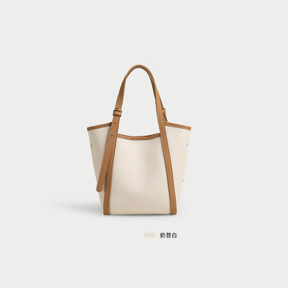 2022 Autumn and Winter New Niche Genuine Leather Women's Bag Tote Bag Green Small Fresh Bucket Bag Hand-held Shoulder Underarm Bag