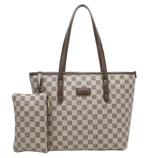 2023 new popular large-capacity tote bag, retro printed handbag, simple commuter bag, shoulder bag, mother-in-law bag