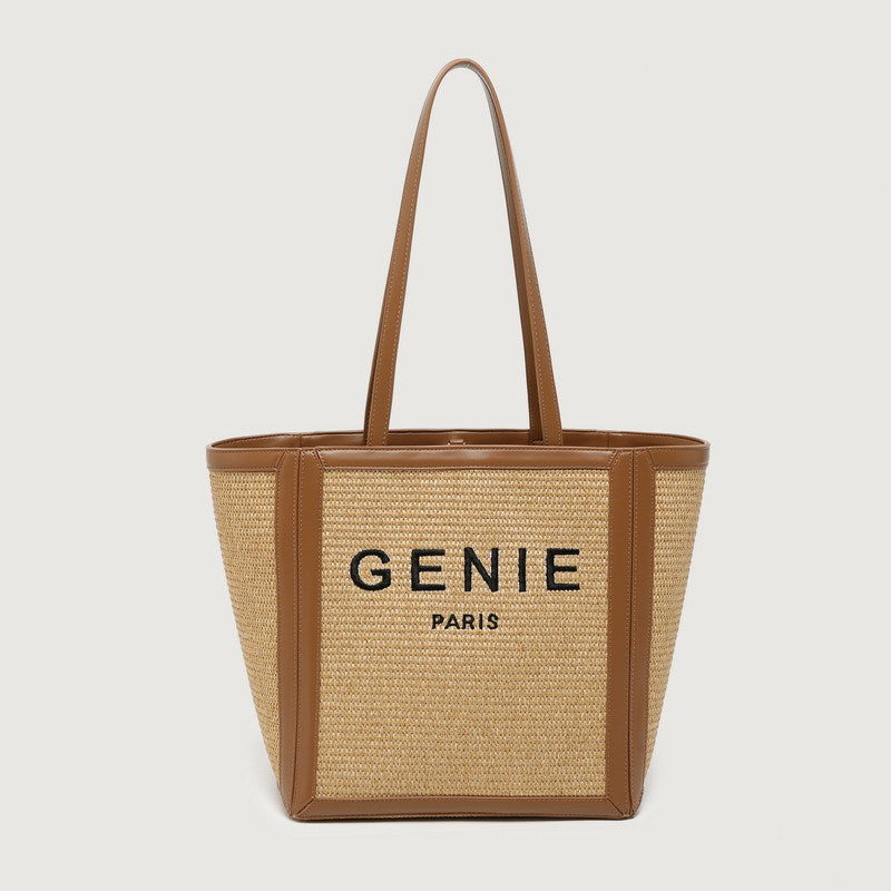 2023 new large-capacity vegetable basket bag bucket woven bag canvas tote bag simple monogram