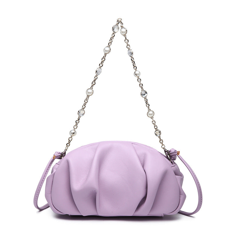 Pleated small bag 2023 winter new cloud underarm bag chain crossbody bag niche light luxury one-shoulder dumpling bag