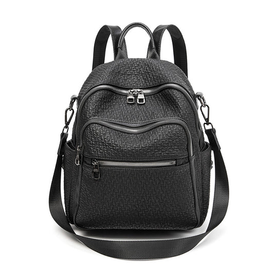 New 2023 Street Trend Women's Bags Leather Goods Solid Color Backpack Genuine Leather Tassel Women's Backpack