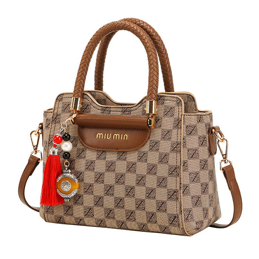 2023 New Fashion Retro Handbag Trendy Ladies Elegant Goddess One-shoulder Crossbody Bag Checkerboard Tote Bag