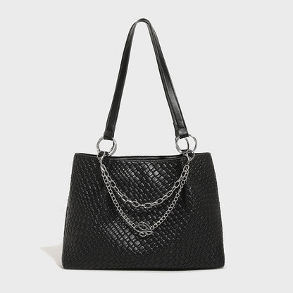 Diamond chain tote bag for women 2023 new style simple large-capacity handbag student class single shoulder armpit bag