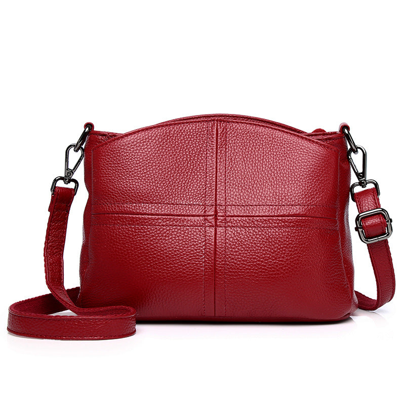 Bags for women New style first-layer cowhide stitching soft leather shell bag shoulder crossbody portable mother leather armpit bag