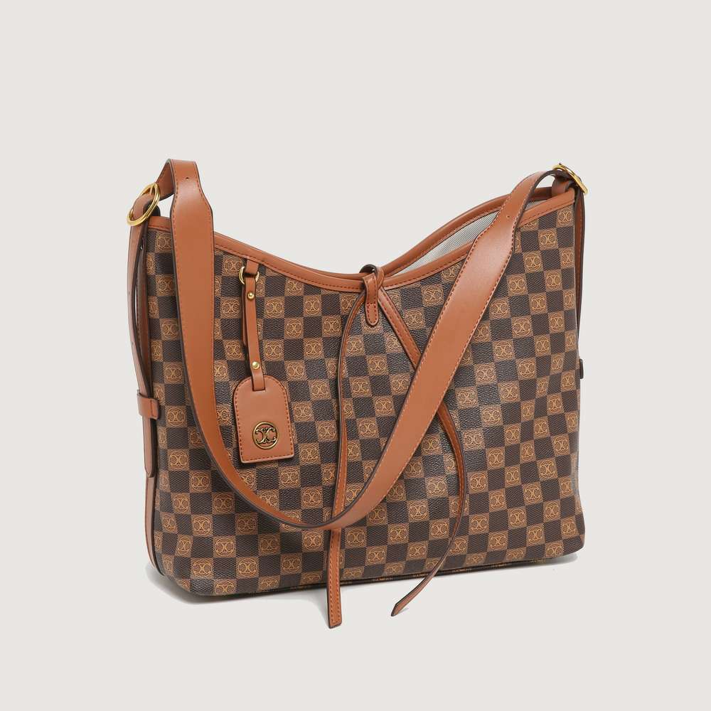 Large-capacity tote bag 2023 new women's bag checkerboard bag high-quality texture tote bag shoulder crossbody bag female