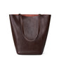 Niche cowhide commuter tote bag women's genuine leather large-capacity bucket bag 2023 new high-end shoulder handbag