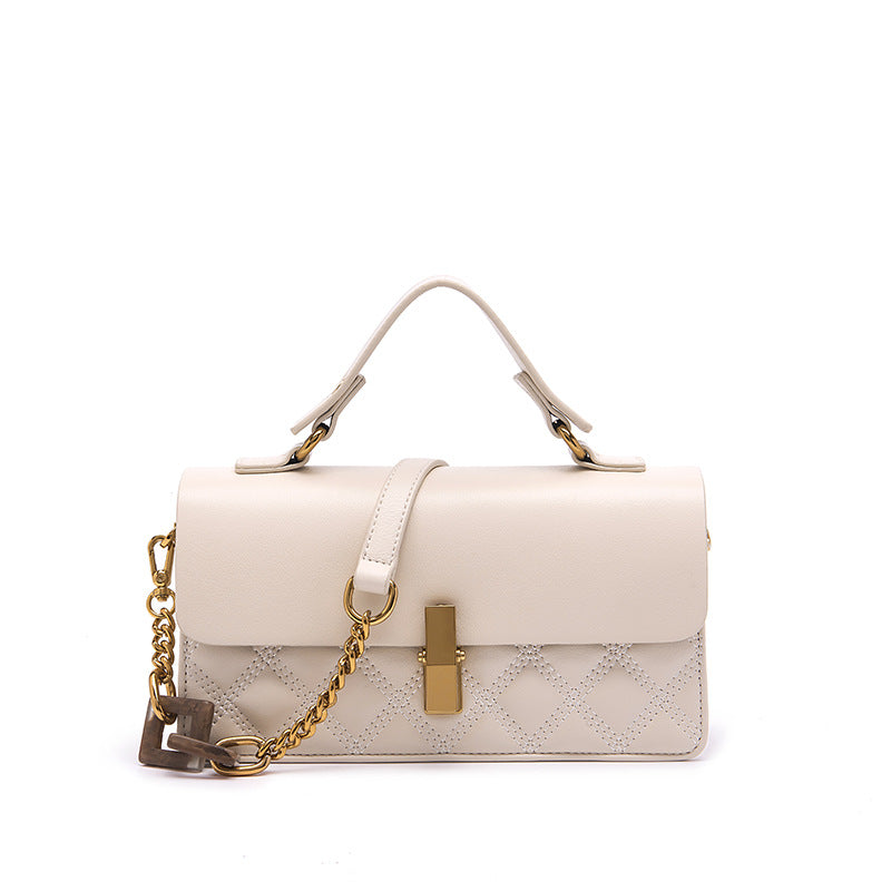 Western style white small bag for women 2023 summer new fashion handheld small square bag ins niche texture crossbody bag