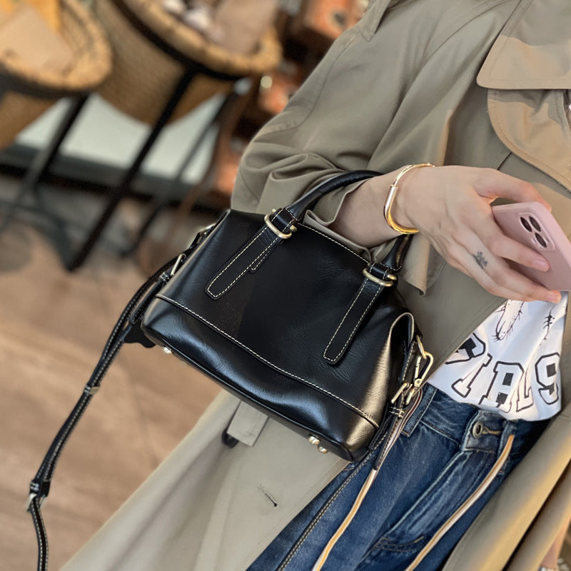 Plant-glued cowhide large bag for women 2023 new style handbag single shoulder cross-body bag for women high-end genuine leather bag