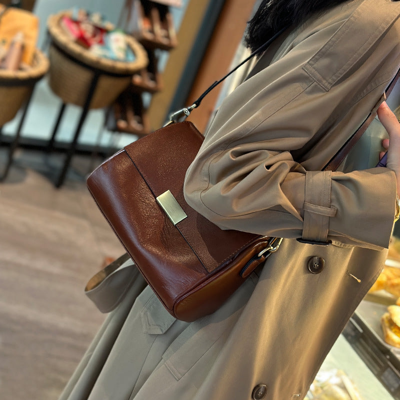 Bags 2023 Summer New Underarm Bag Women’s Fashion Retro Crossbody Bag Versatile Large Capacity Single Shoulder Genuine Leather Bag for Women