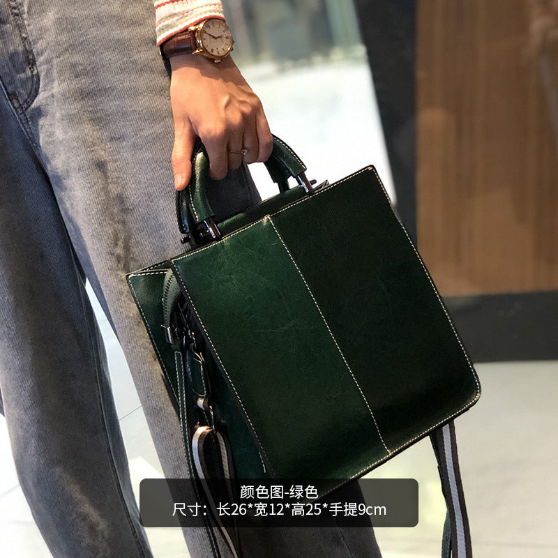 2023 Autumn and Winter New Genuine Leather Handbag Women's Large Capacity Women's Cowhide Shoulder Crossbody Bag Versatile Commuting Tote Bag