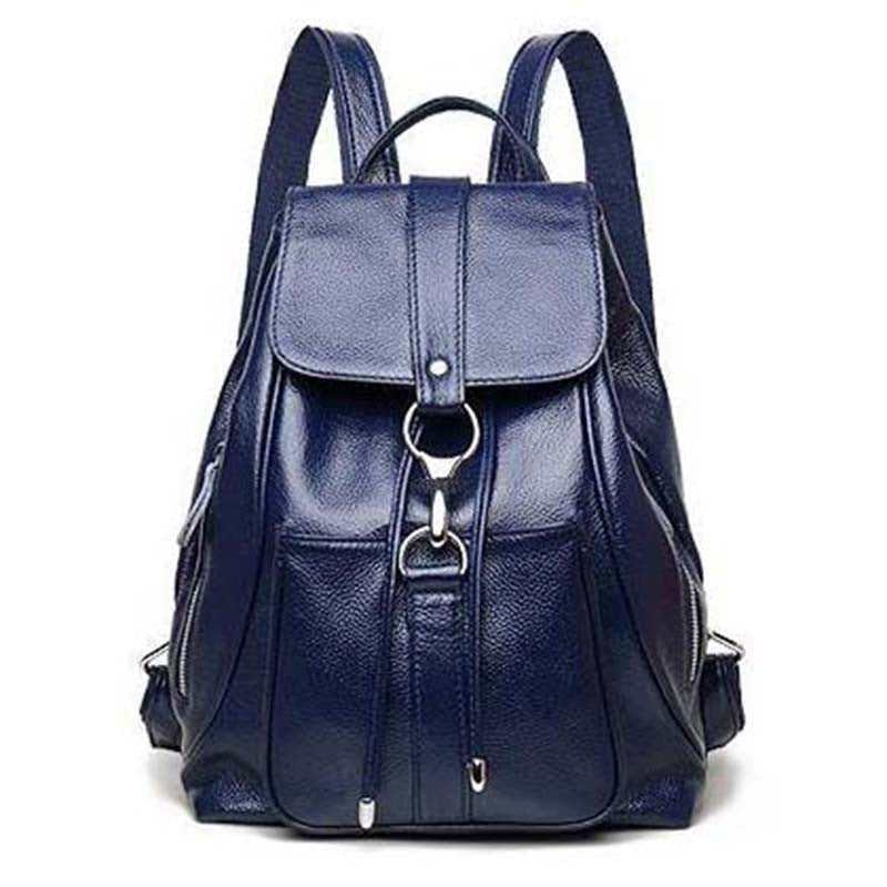 2023 Korean version of cowhide women's bag, casual backpack, fashionable and versatile soft leather backpack, genuine leather women's large bag