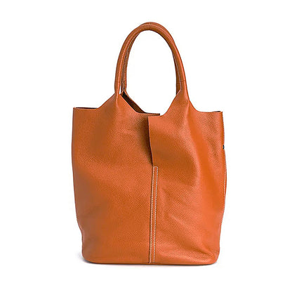 Genuine leather tote bag, one-shoulder large-capacity shopping bag, casual bag, armpit bag, simple and versatile commuter bag