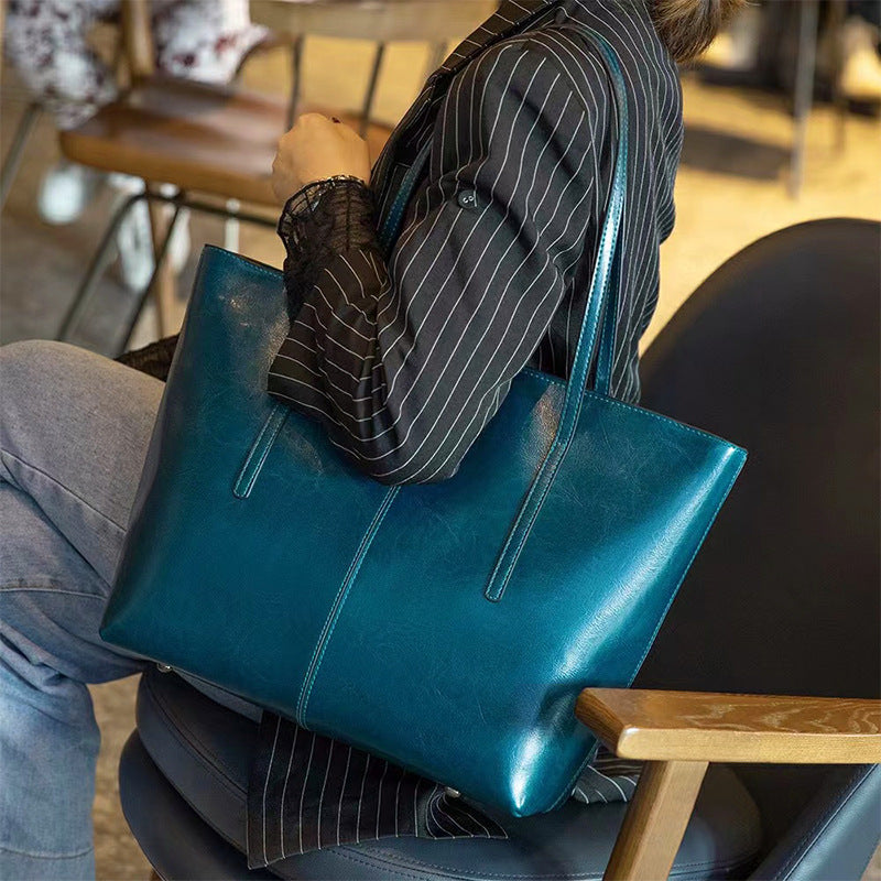 Genuine Leather Tote Bag Women's Bag Large Capacity 2023 New Autumn and Winter Popular Underarm Bag Fashion Handheld Shoulder Bag