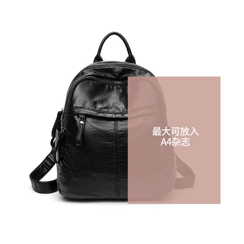 Fashionable backpack for women 2023 autumn new soft leather backpack casual easy-to-wear large-capacity travel bag Korean version trend