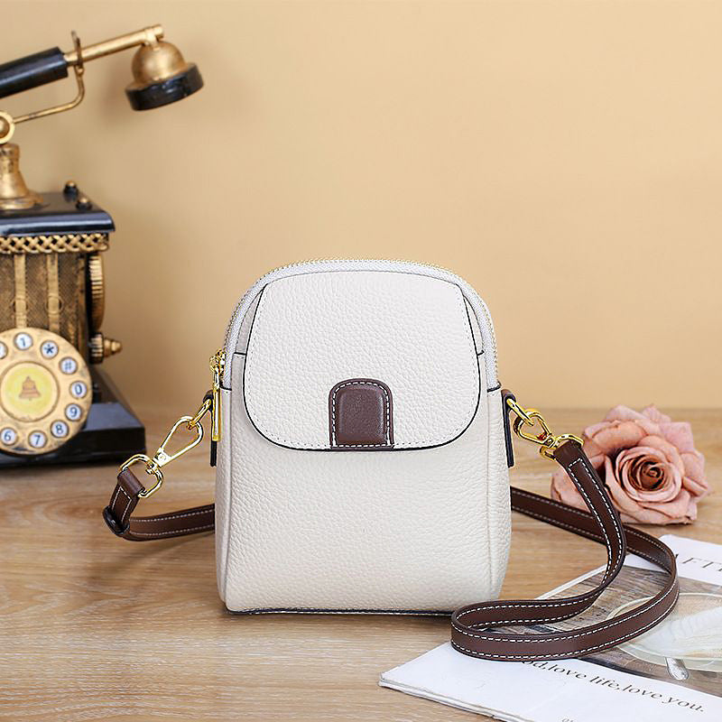 Genuine leather mobile phone bag 2023 new trendy bag first layer togo cowhide versatile crossbody small bag commuter shoulder bag