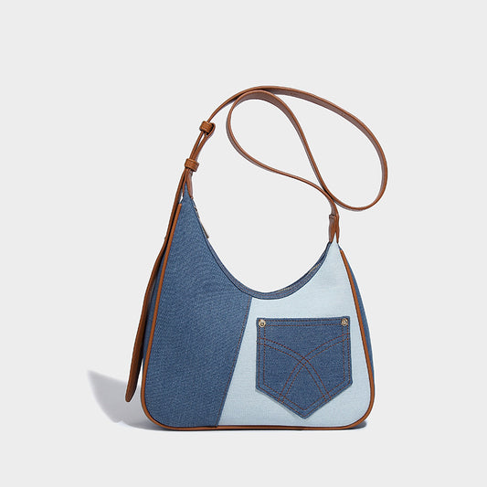 Bag niche design denim armpit bag for women 2023 new high-end casual canvas bag shoulder crossbody bag