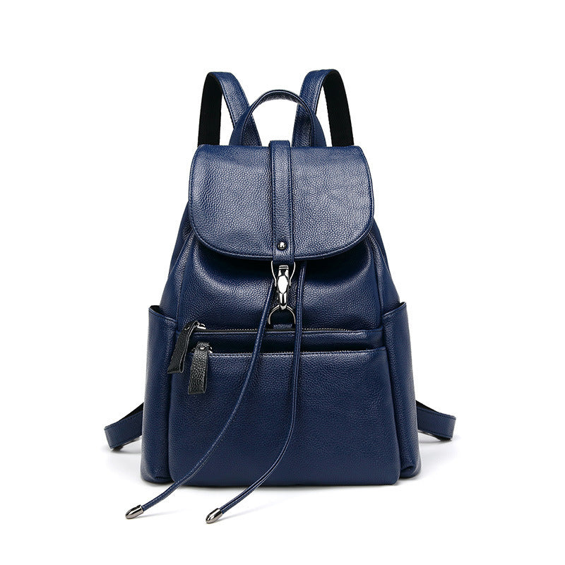 Backpack Women's Backpack 2023 Genuine Leather Korean Cowhide Women's Bag Casual Women's Bag Soft Leather Backpack Overseas Shipping