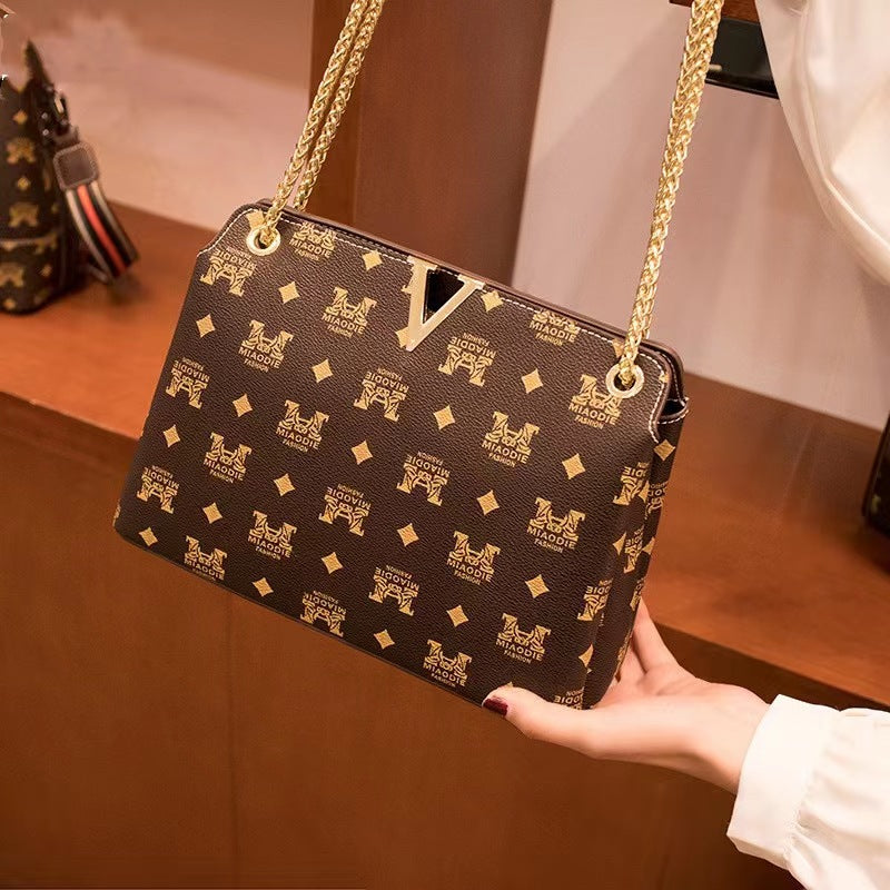 Women's Bags 2022 New Trendy Genuine Leather Handbag Shoulder Bag Fashion Cross-Saddle Shell Bag Printed Bag