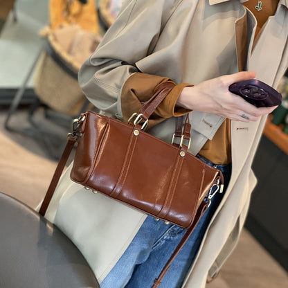 First-layer cowhide 2023 autumn new fashion high-end shoulder bag portable cross-body bag for women light luxury genuine leather women's bag