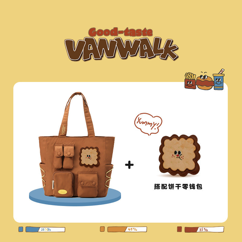 VANWALK bakery homemade Japanese girl food illustration tote bag large capacity cute student shoulder bag