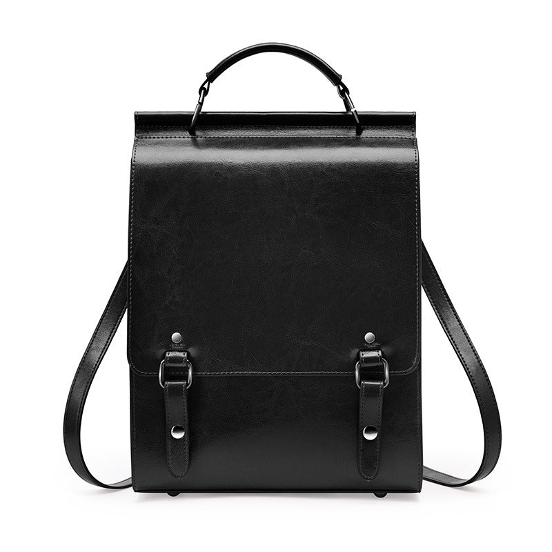 2022 New Genuine Leather Backpack for Women, British College Style School Bag, College Student Retro Computer Simple Cowhide Backpack