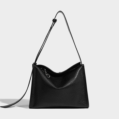 Minimalist wide shoulder strap tote bag for women 2023 new high-end commuter shoulder bag versatile soft leather crossbody bag