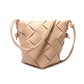 2023 spring and summer new woven bucket bag calfskin bag simple and versatile single shoulder crossbody women's bag large capacity