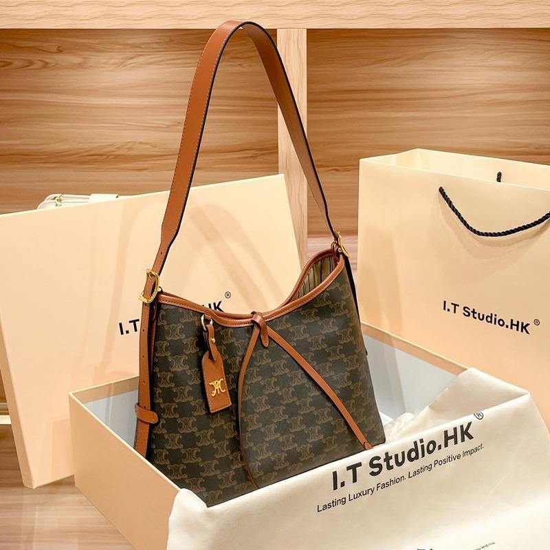 Hong Kong Commuting Tote Bag 2023 New Large Capacity One-shoulder Crossbody Underarm Bucket Bag for Women Summer