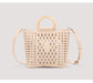 2023 autumn and winter new style, versatile, fashionable and simple one-shoulder crossbody bag, retro wooden ring, hollow mother-in-law bag, bucket bag