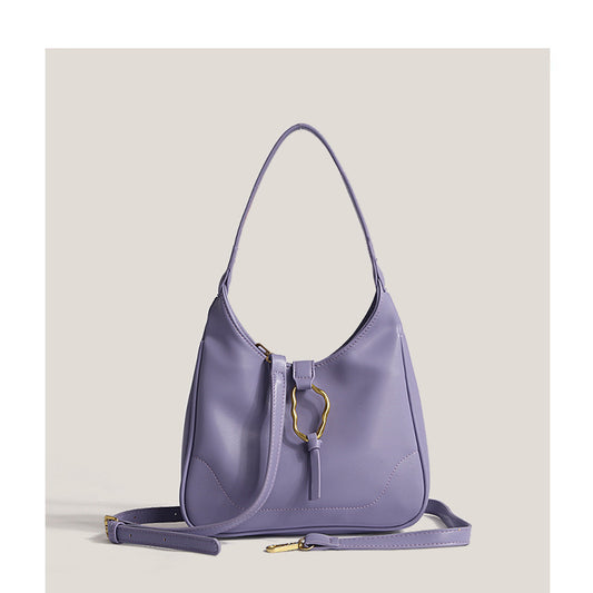 High-quality 2023 new summer fashion niche design sweet lady purple portable shoulder cross-body armpit bag