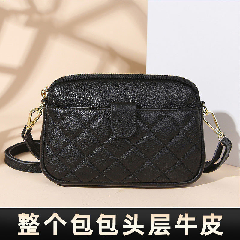 Bags 2022 New Genuine Leather Women's Bag Korean Version Versatile Simple Shoulder Crossbody Bag Small Fragrant Style Women's Bag