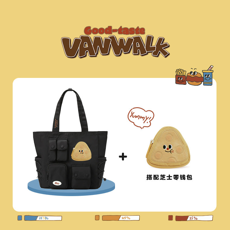 VANWALK bakery homemade Japanese girl food illustration tote bag large capacity cute student shoulder bag