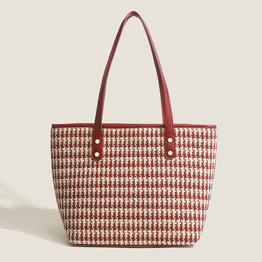 High-end houndstooth tote bag for women 2023 new large-capacity bridal bag simple wedding bag one-shoulder armpit bag