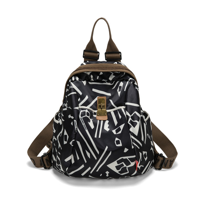 Black and white lightning pattern backpack for women 2023 new fashion Oxford cloth national trend printed women's backpack large capacity bag