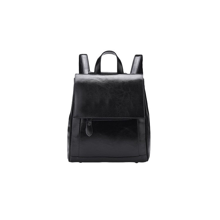 2023 New Genuine Leather Backpack Women's Casual Shoulder Bag Fashionable Waxed Leather Women's Bag Factory Direct Supply School Bag LOGO