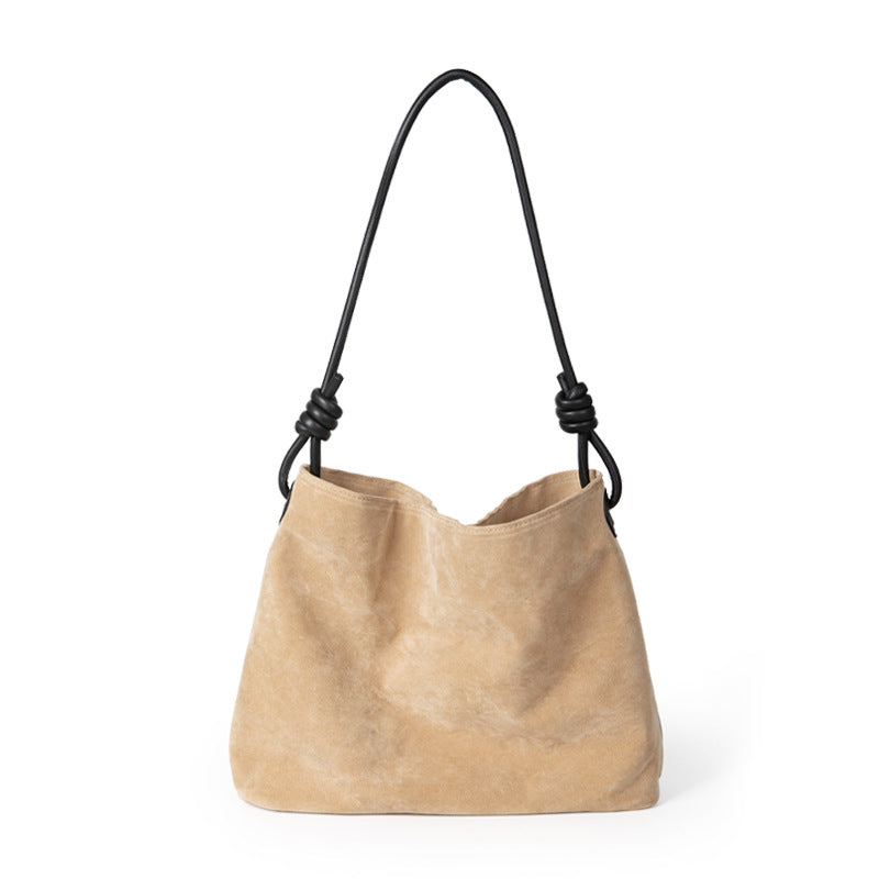 Autumn and winter new niche design 2022 bag women's suede plush shoulder bag Korean style contrasting matte texture bag