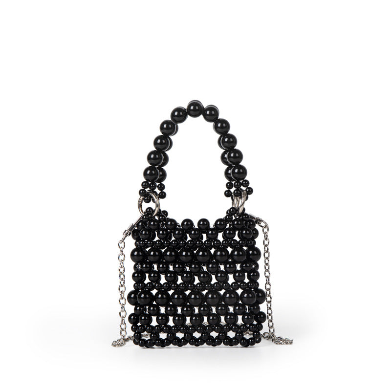 Hand-woven beaded bag women's bag fashion trend bead chain handbag high-end versatile niche mini bag