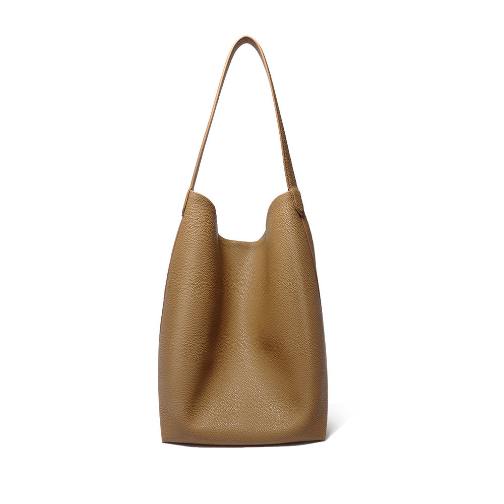 Bags for Women 2023 New Tote Bag Cowhide Simple Casual Bucket Bag Large Capacity Genuine Leather Underarm Shoulder Big Bag