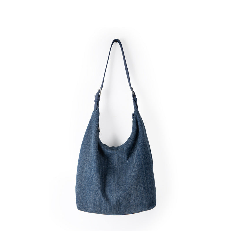 New trendy Korean style large-capacity denim bag women's bag tote bag niche design casual versatile commuter shoulder bag