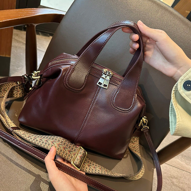 Genuine leather bag women's handbag 2023 new style high-end fashion first-layer cowhide shoulder crossbody pillow bag for women