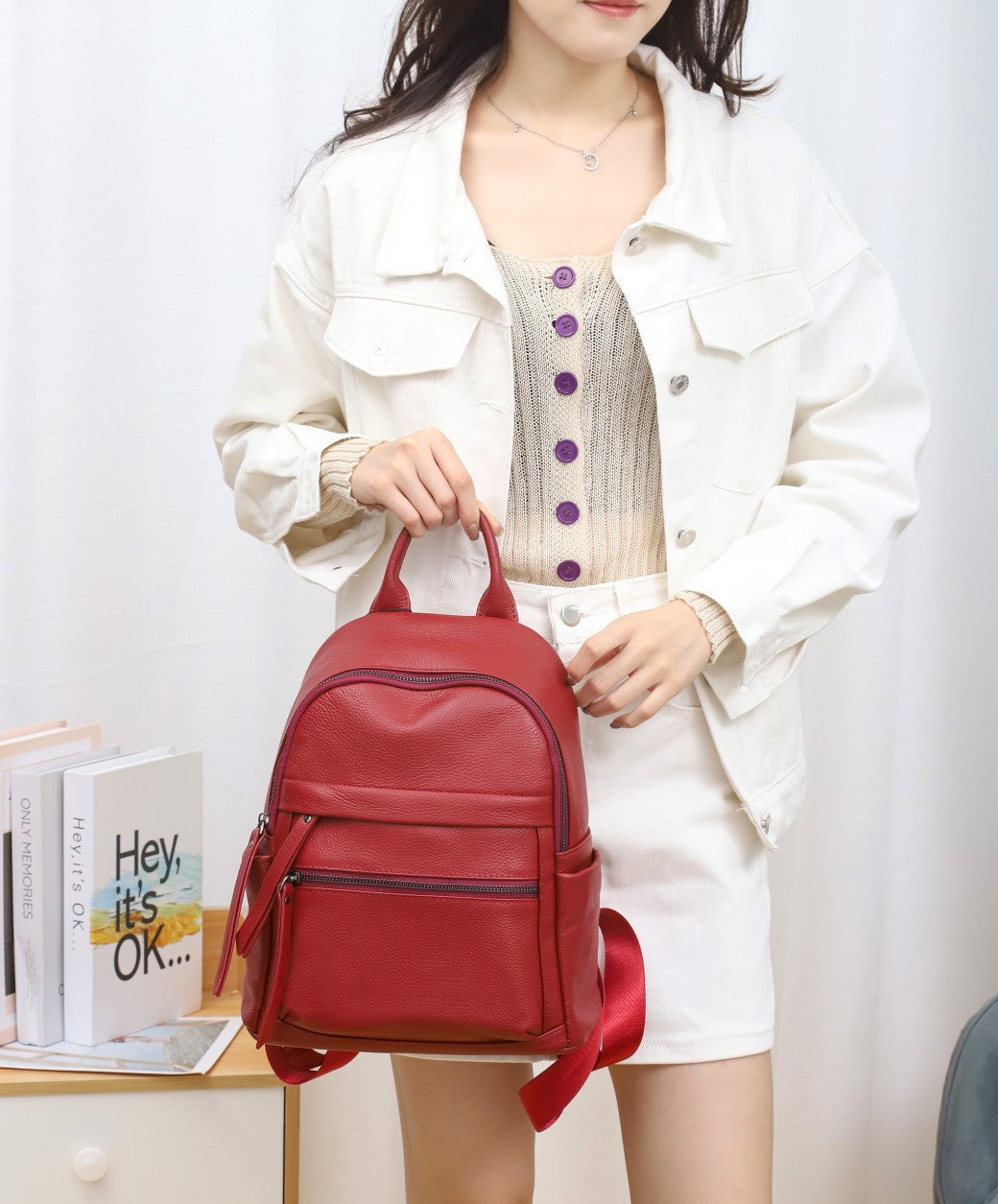 Cross-border exclusive backpack for women 2022 new fashion trendy genuine leather versatile backpack school bag for women ins style large capacity