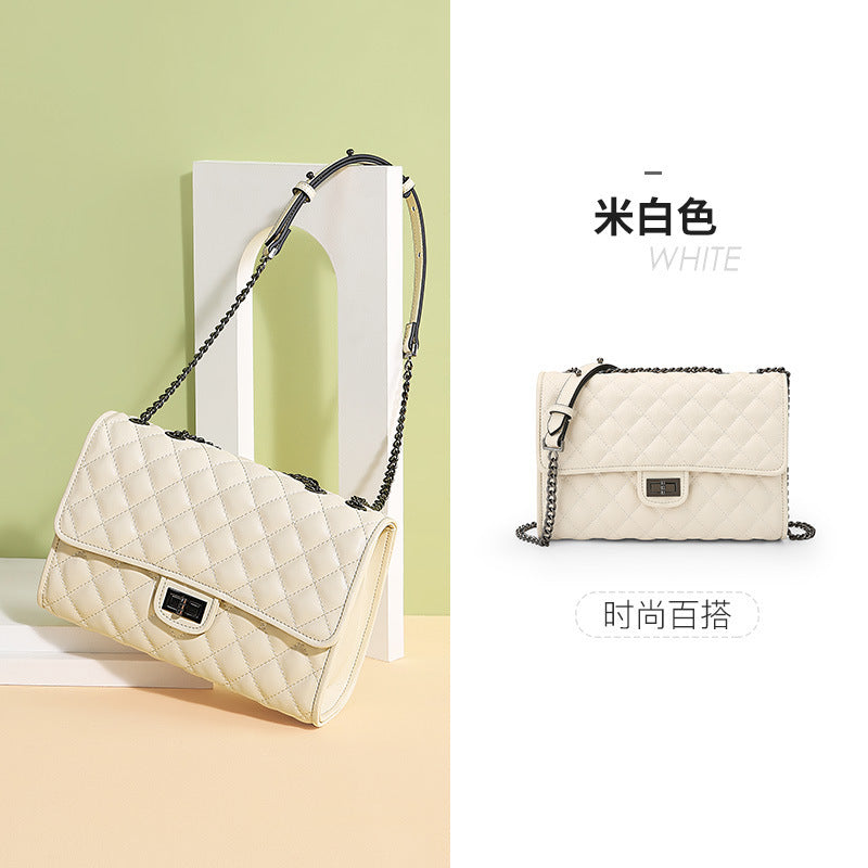 Scarecrow genuine leather bag new style 2019 rhombus chain bag women's small fragrant shoulder summer bag women's bag crossbody bag