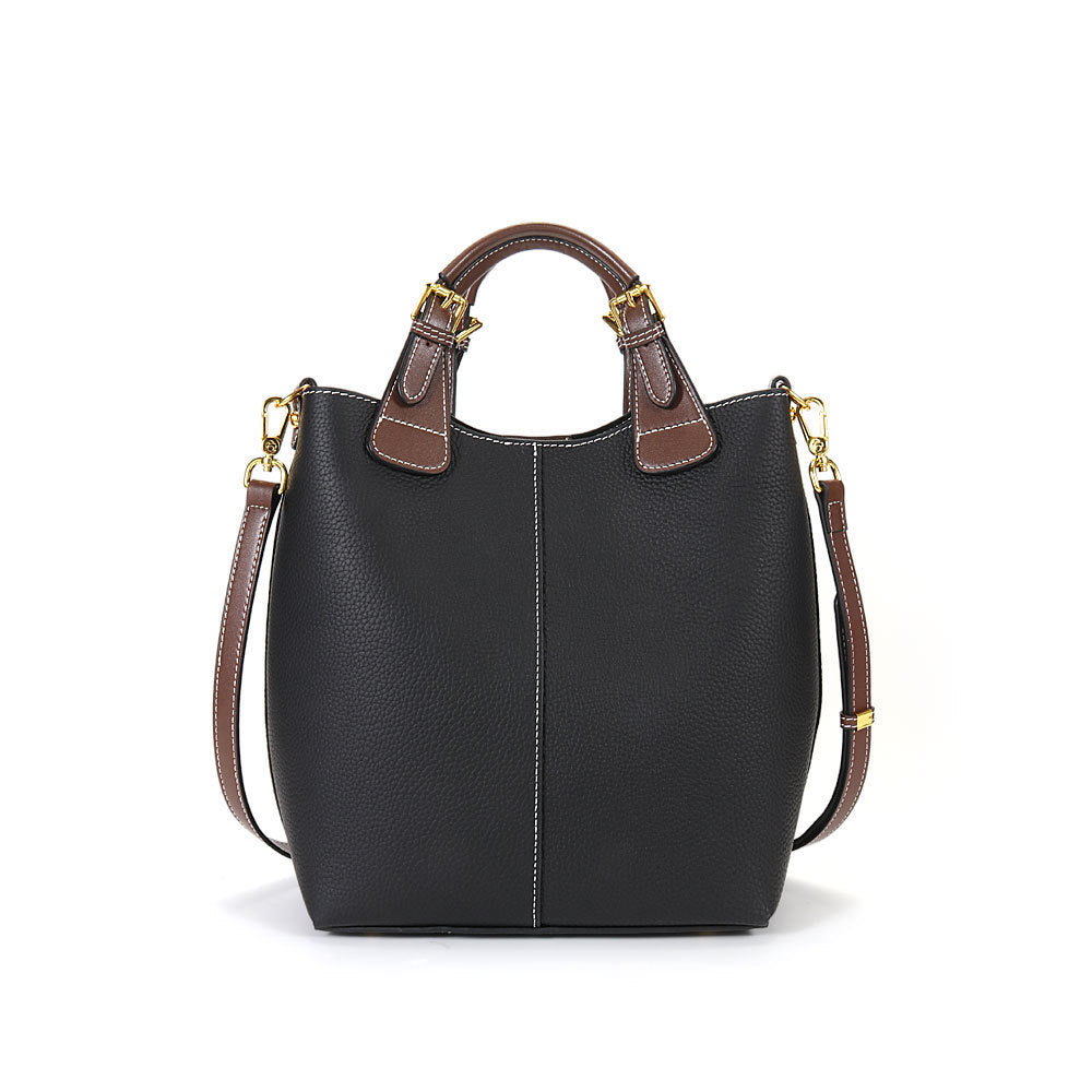 [Certified Factory] Genuine Leather 2023 New Women's Bag Trendy Bucket Bag Commuter Shoulder Bag Large Capacity Tote Bag