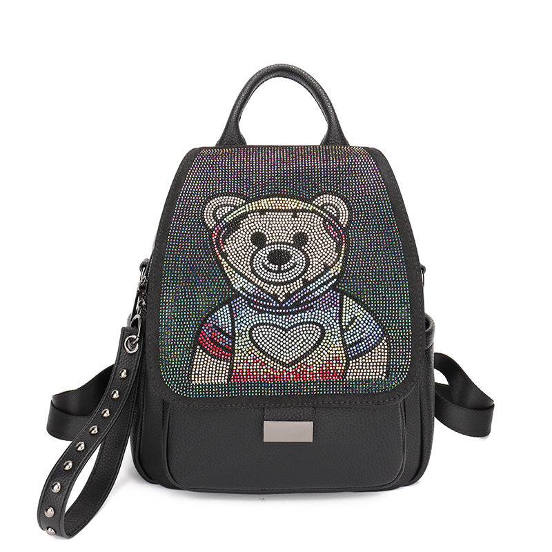 Backpack bag for women 2021 summer new fashion fashionable hot diamond high-end large-capacity bear ladies backpack