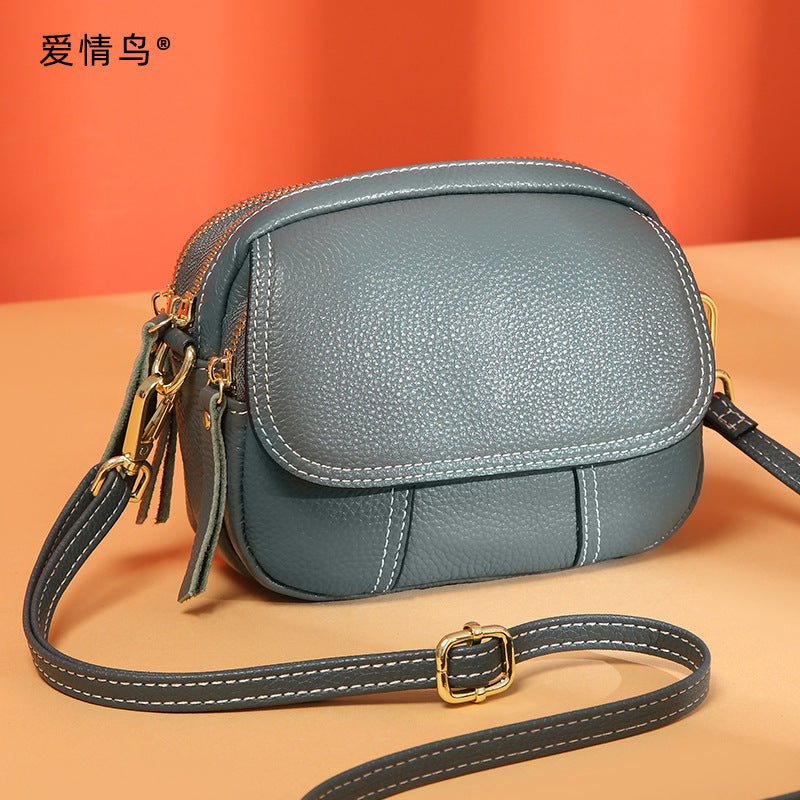 Bags for women 2023 new fashion trend versatile first-layer cowhide small square bag large capacity single shoulder cross-body bag